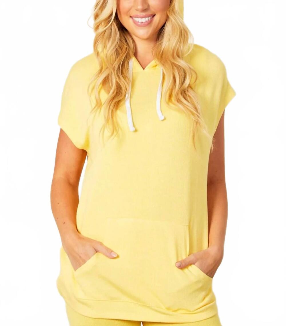 NEW FRENCH KYSS hooded tunic top in yellow